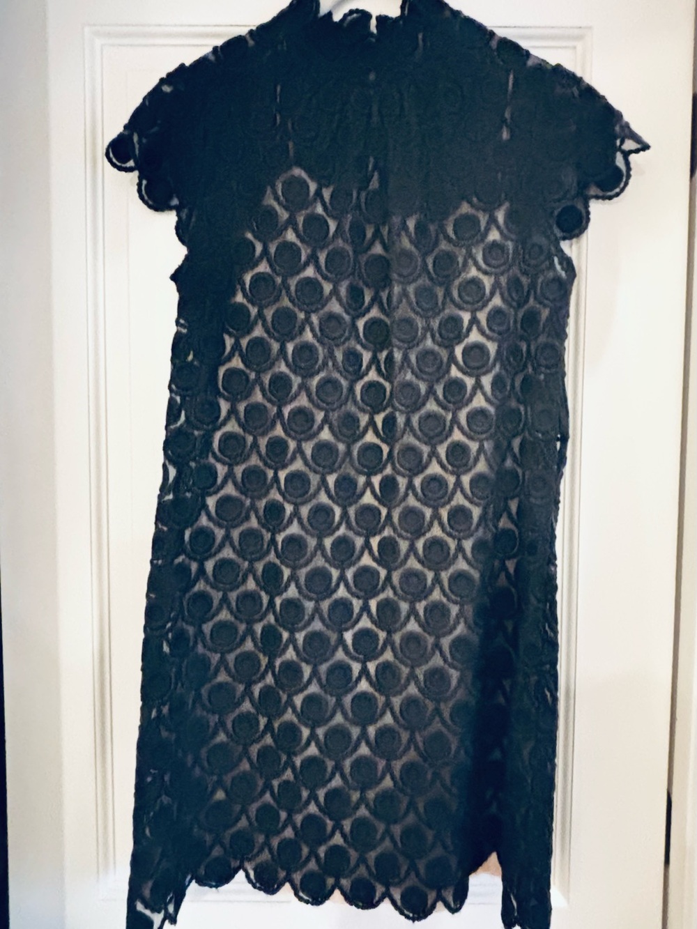 Vintage Milly Black Lace Circle-Overlay Midi Dress -